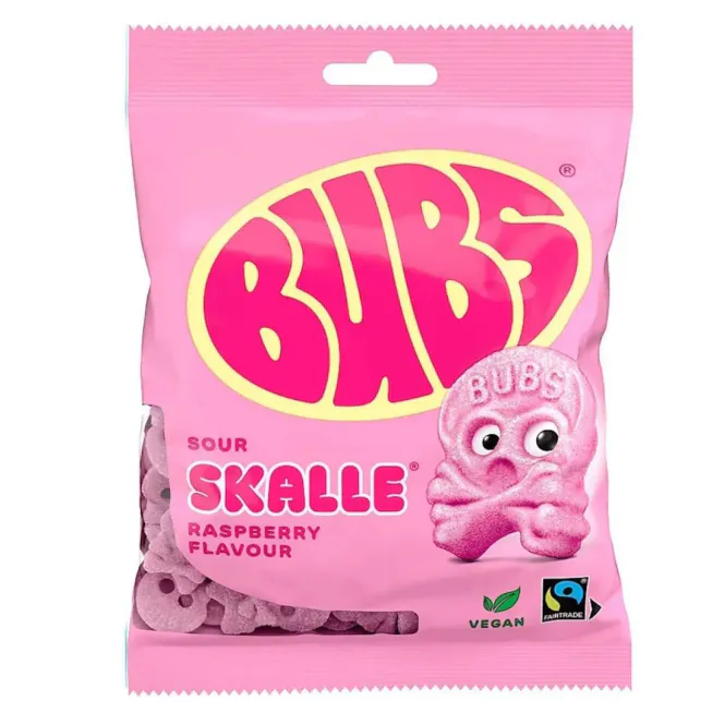 Hovedbilde BUBS Skalle Sour Raspberry 90g