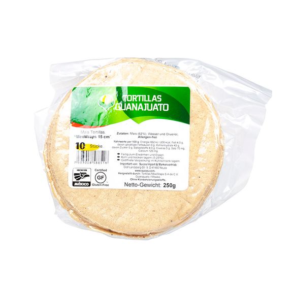 GUANAJUATO MexWraps - Corn Tortillas  20x500g-15cm