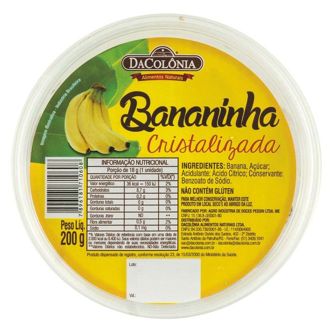 Hovedbilde DACOLONIA Banana Bar Bananinha Cristalizada 20x200g 