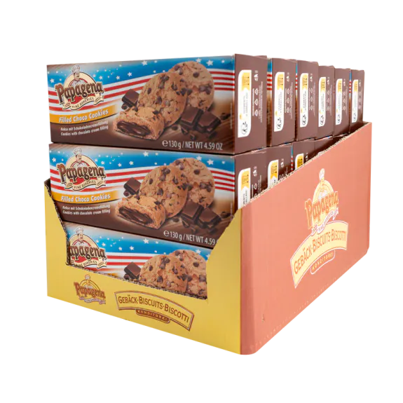 Papagena Choco Chip Cookies with chocolate cream filling 18x130g